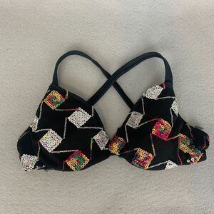 Mara Dancewear 32A Black Sequin Dance Bra Top Festival Clubwear Performance